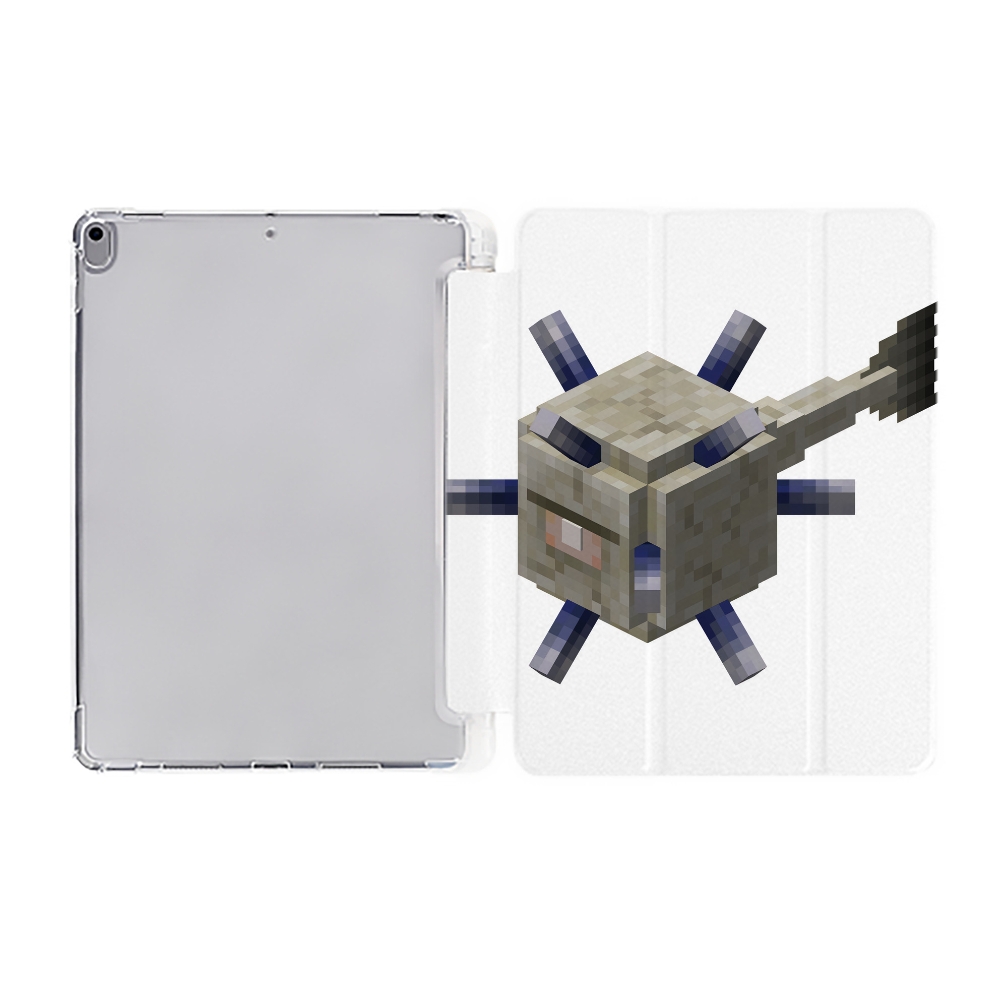 （画像用） マインクラフト ブロックの世界 Minecraft MC Block world IPad ケース ペン収納付き 三つ折りスタンド PUレザー×シリコン 対応機種9.5/10.5/10.9インチ